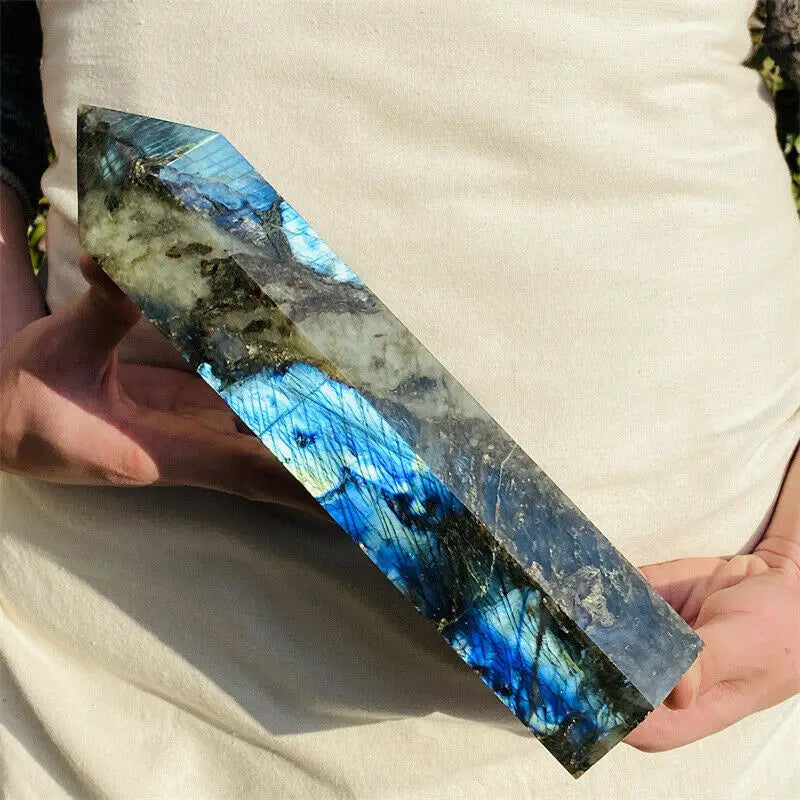 Large Statement Natural Labradorite Crystal Point Tower