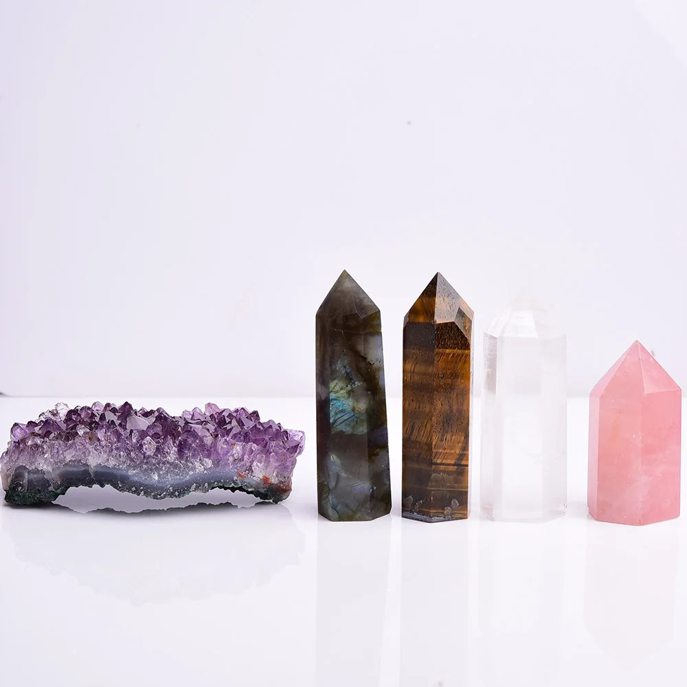 Amethyst Cluster and Healing Wand Crystal Gift Set