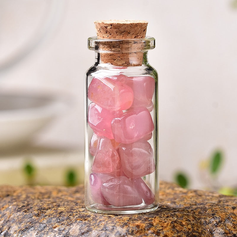 Natural Crystal Filled Glass Wishing Bottle - 50, 60, 80mm