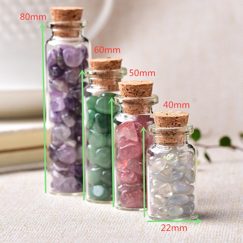 Natural Crystal Filled Glass Wishing Bottle - 50, 60, 80mm