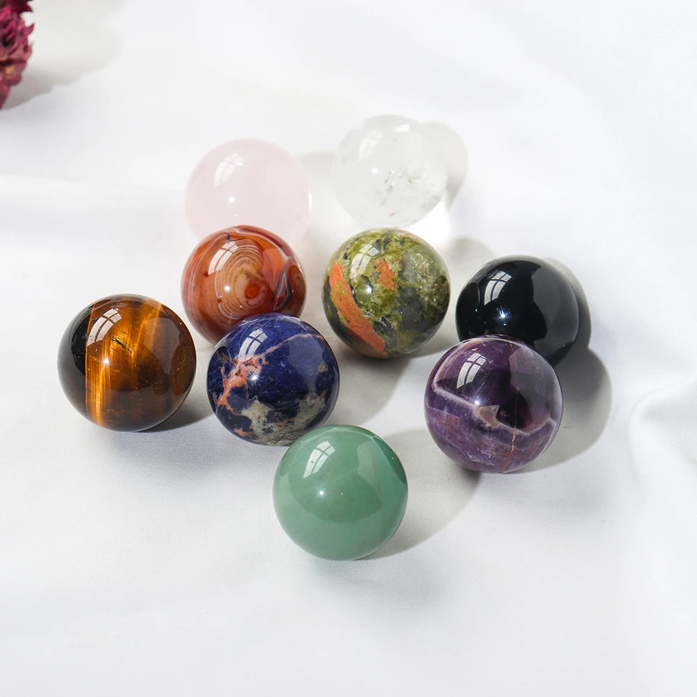 Natural Crystal Ball Set with Stands