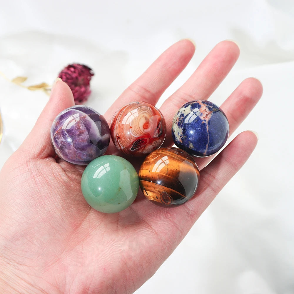 Natural Crystal Ball Set with Stands