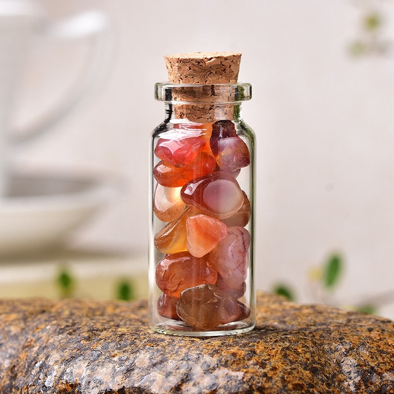 Natural Crystal Filled Glass Wishing Bottle - 50, 60, 80mm