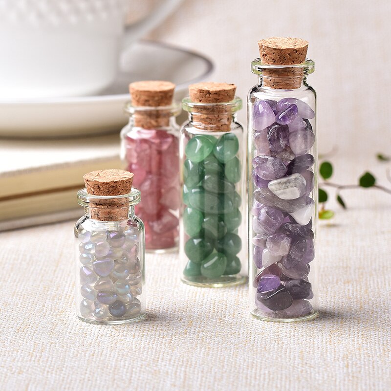 Natural Crystal Filled Glass Wishing Bottle - 50, 60, 80mm