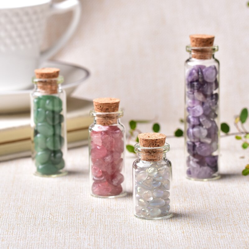 Natural Crystal Filled Glass Wishing Bottle - 50, 60, 80mm