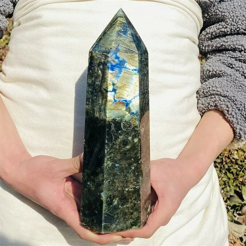 Large Statement Natural Labradorite Crystal Point Tower