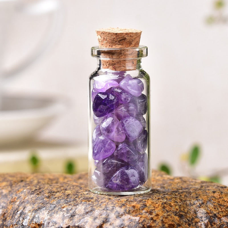 Natural Crystal Filled Glass Wishing Bottle - 50, 60, 80mm