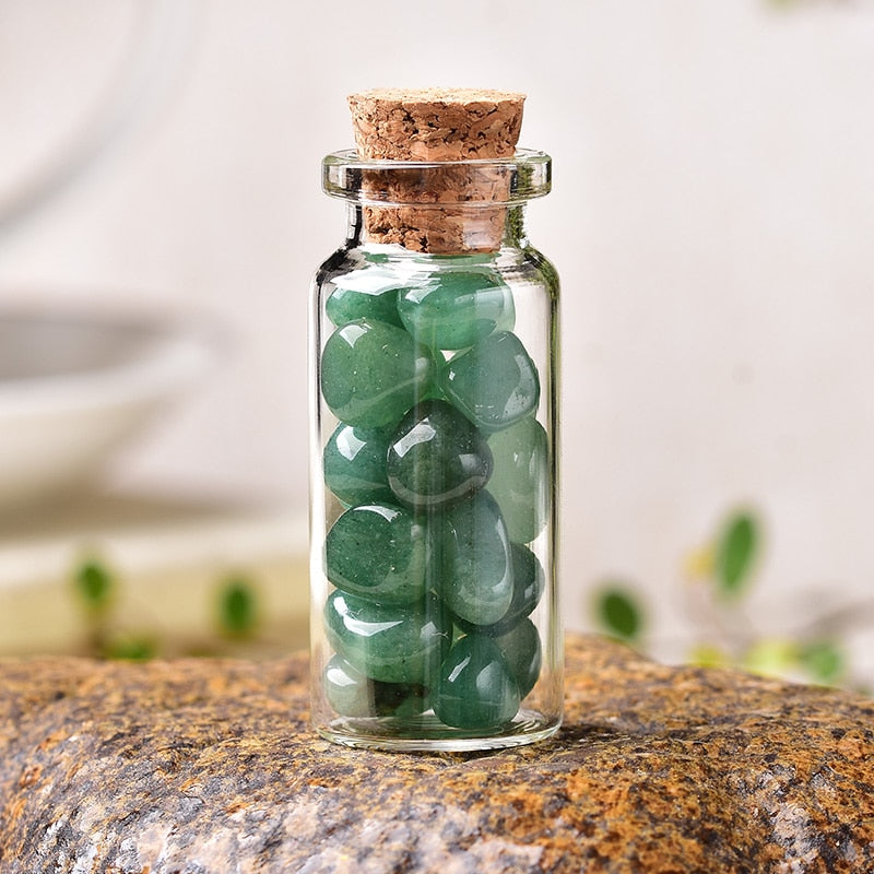 Natural Crystal Filled Glass Wishing Bottle - 50, 60, 80mm