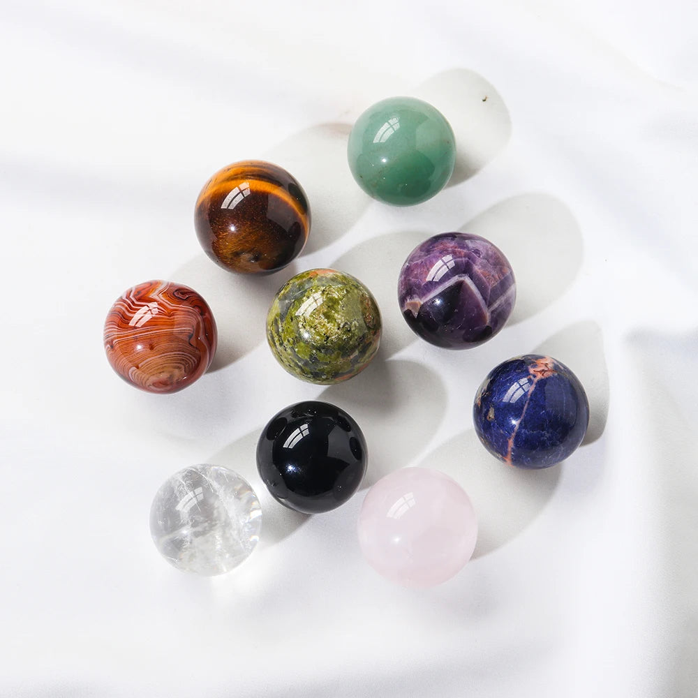 Natural Crystal Ball Set with Stands