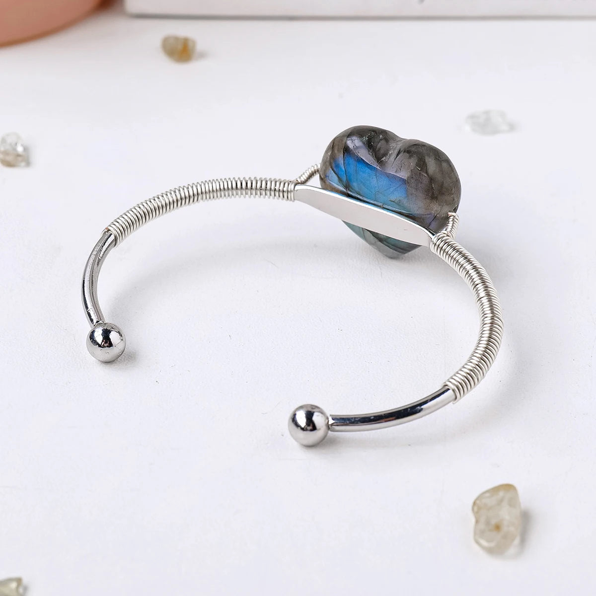 Natural Labradorite Crystal Heart Bracelet