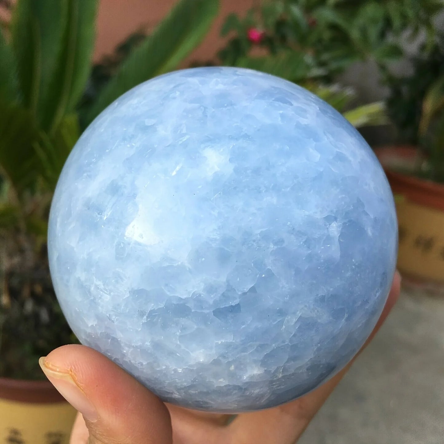 Large Natural Blue Celestite Crystal Sphere