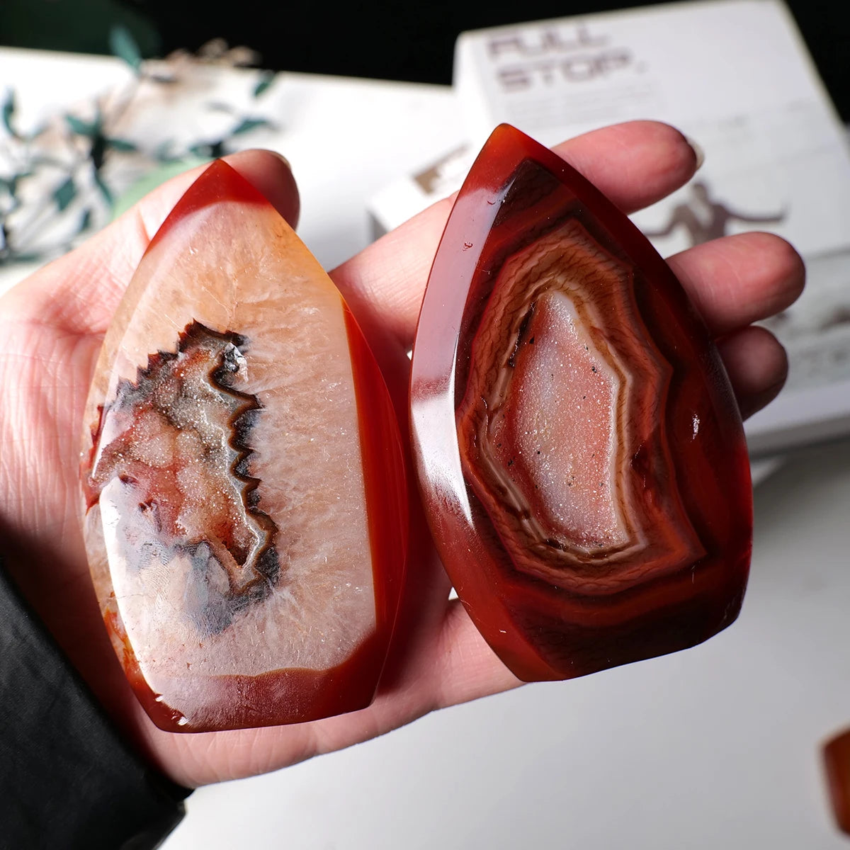 Natural Red Agate Flame Sculpture - Random Colour