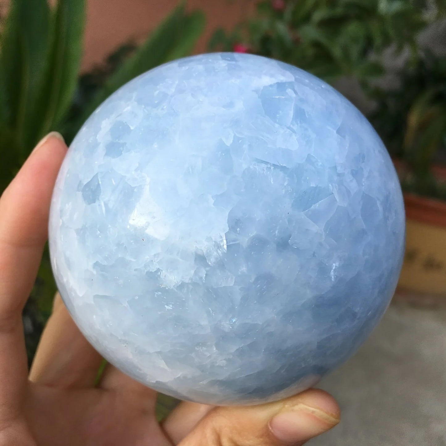 Large Natural Blue Celestite Crystal Sphere