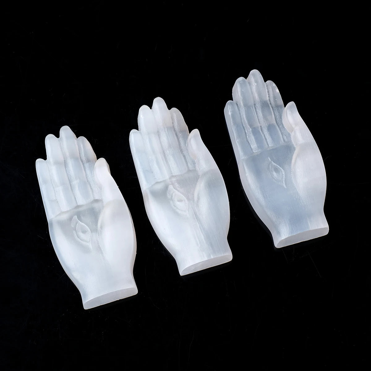 Carved Selenite Crystal Hand Statue