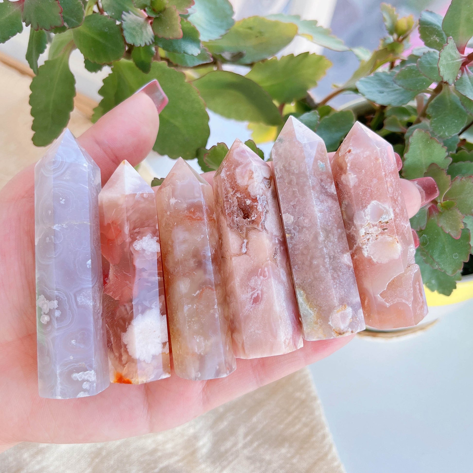 Cherry Blossom (Sakura) Agate Natural Crystal Point