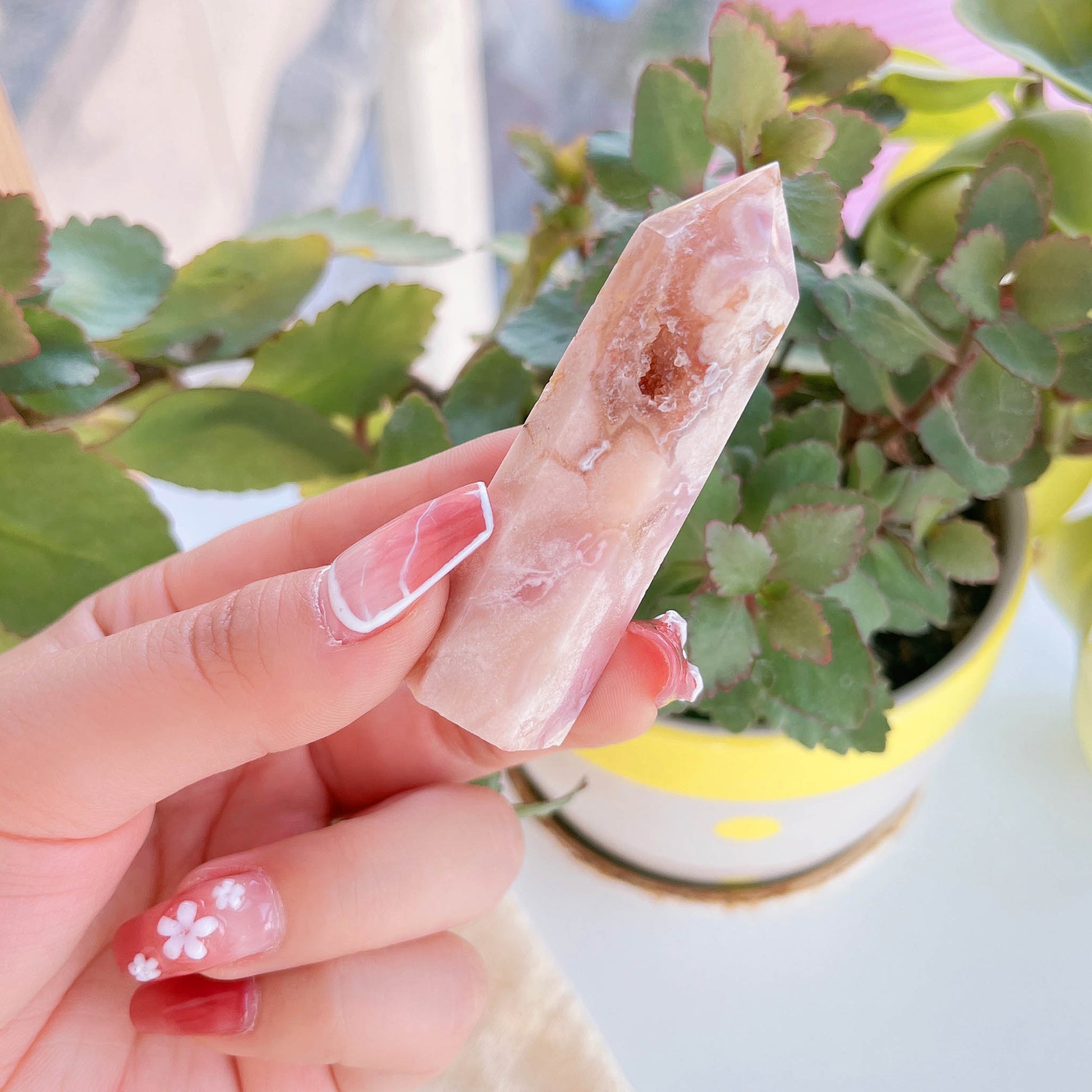 Cherry Blossom (Sakura) Agate Natural Crystal Point
