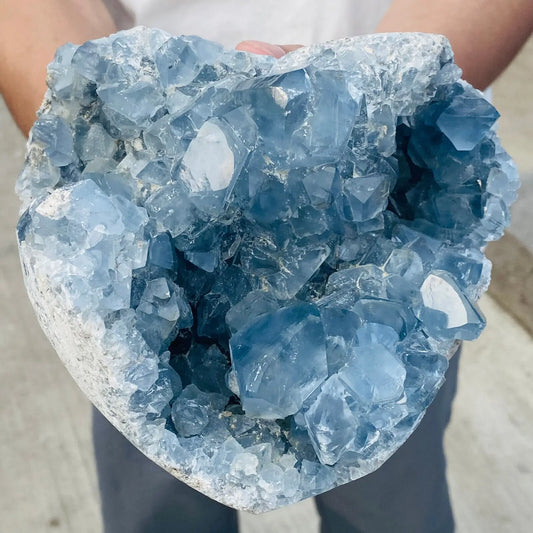 Statement Natural Blue Celestite Geode Quartz Crystal 1300-1600g