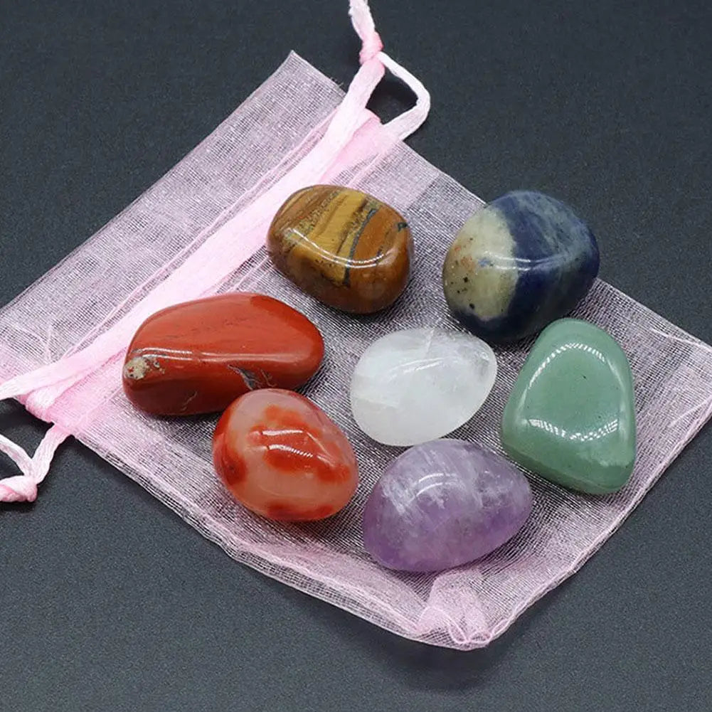 Natural Crystal Chakra Stones and Pendant Gift Set