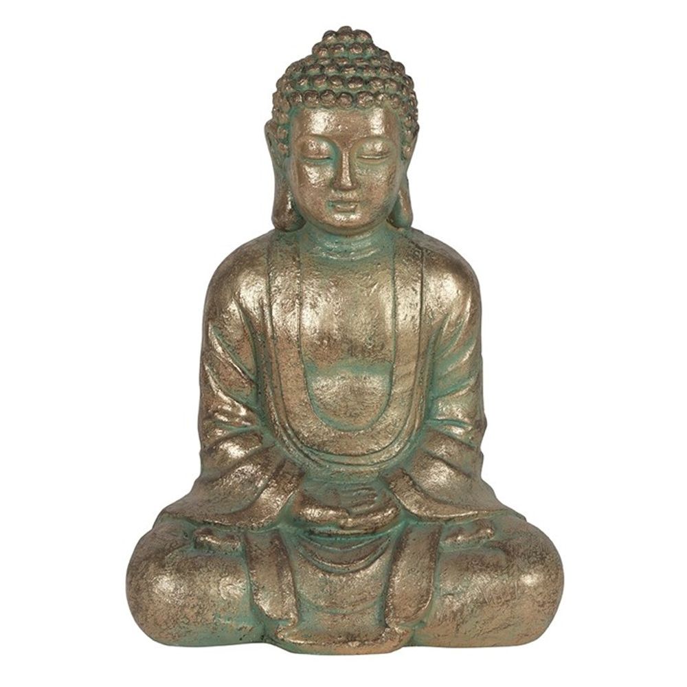 Verdigris Effect Hands In Lap Sitting Garden Buddha 58cm