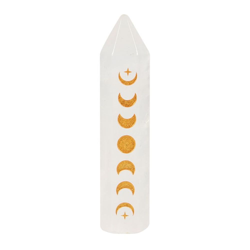 5cm Clear Quartz Moon Phase Crystal Point