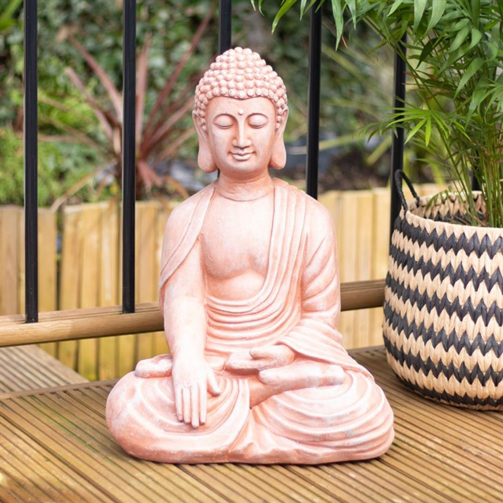 Terracotta Effect Sitting Garden Buddha 52cm