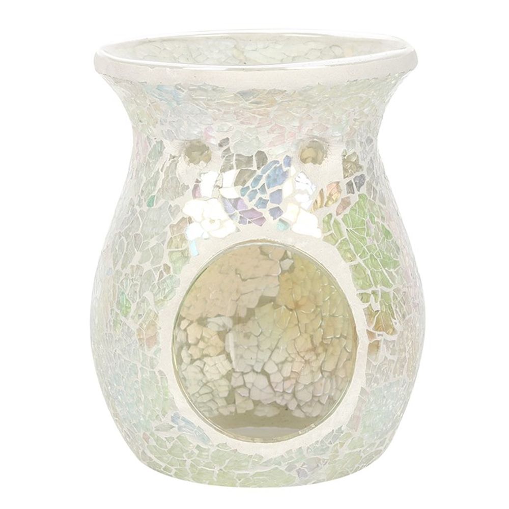 White Iridescent Crackle Oil Burner