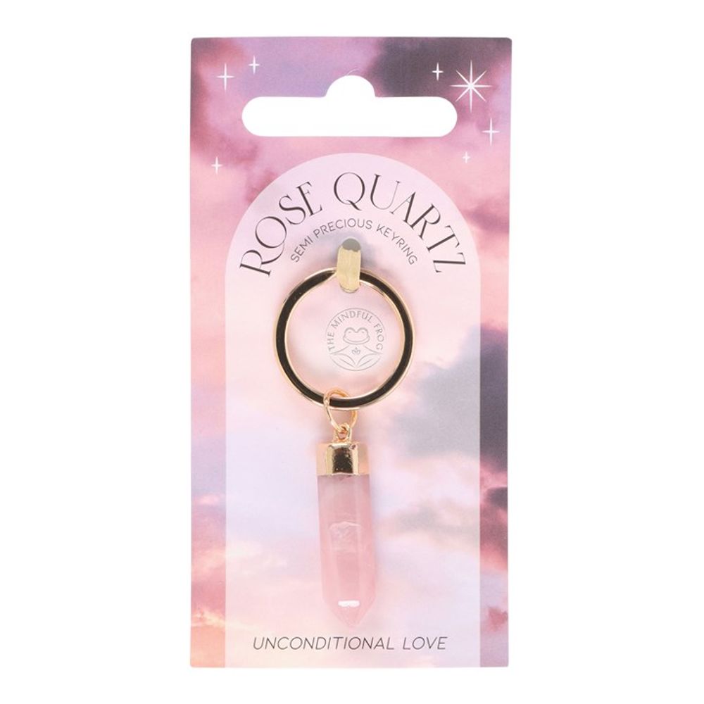 Rose Quartz Semi Precious Crystal Keyring