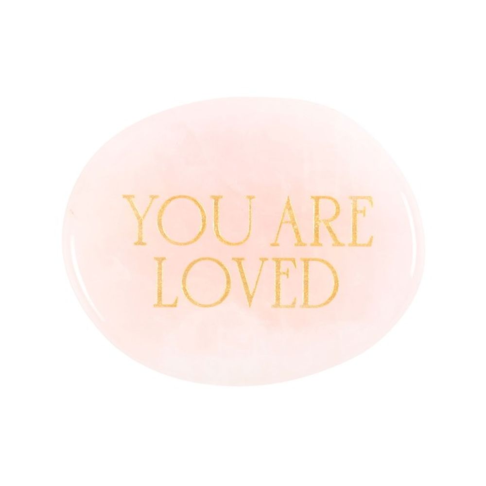 You Are Loved Rose Quartz Crystal Palm Stone