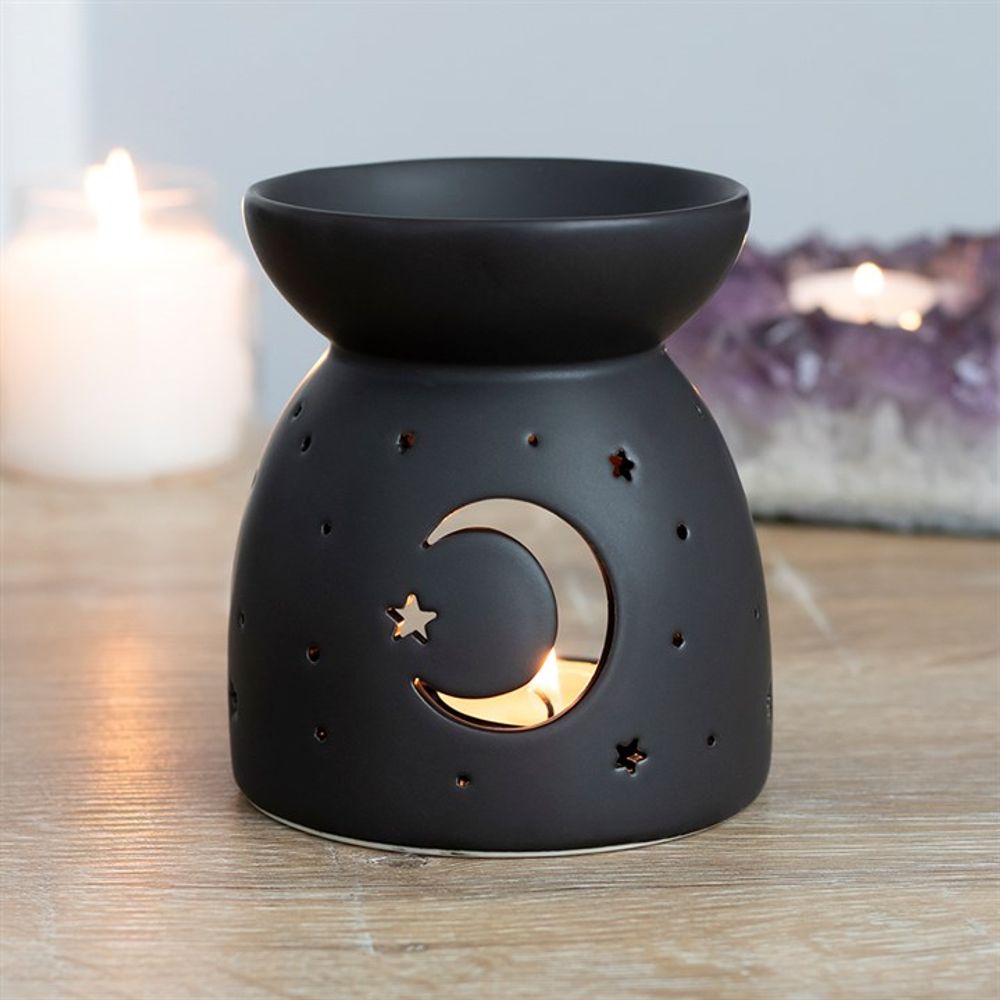 Black Mystical Moon Cut Out Oil Burner