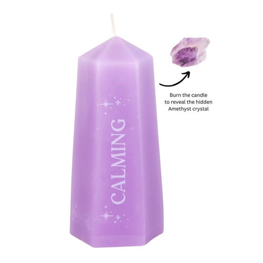 Calming Crystal Candle with Rough Amethyst