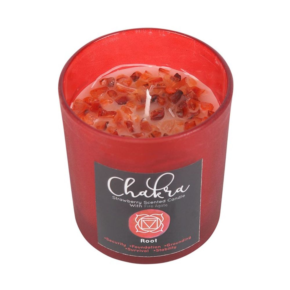 Root Chakra Crystal Chip Candle - Strawberry