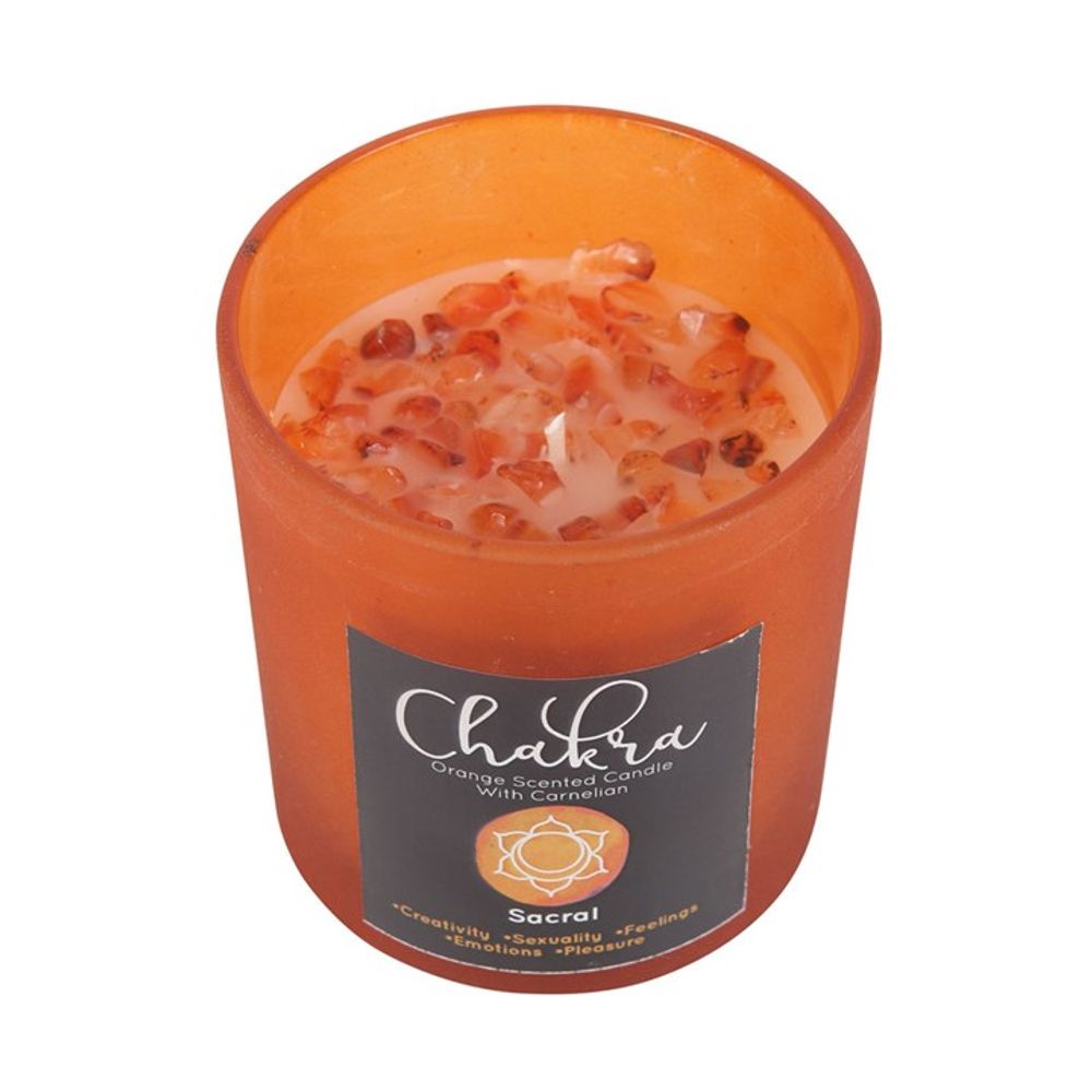 Sacral Chakra Crystal Chip Candle - Orange