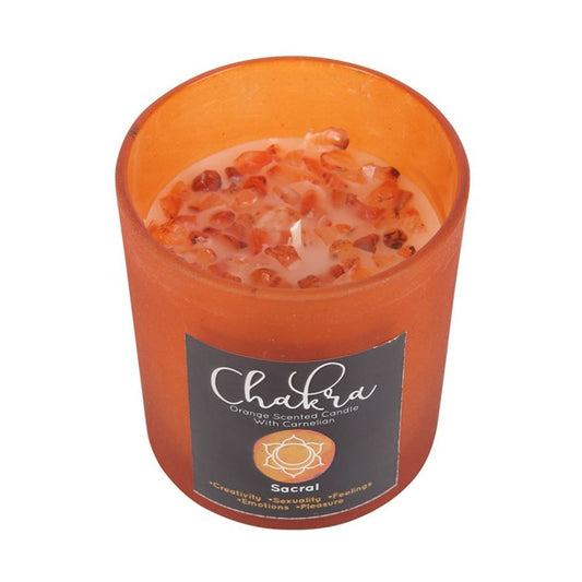 Sacral Chakra Crystal Chip Candle - Orange