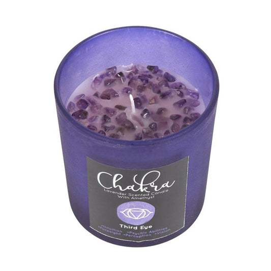 Third Eye Chakra Crystal Chip Candle - Lavender