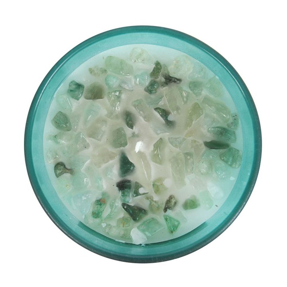 Heart Chakra Crystal Chip Candle- Mint