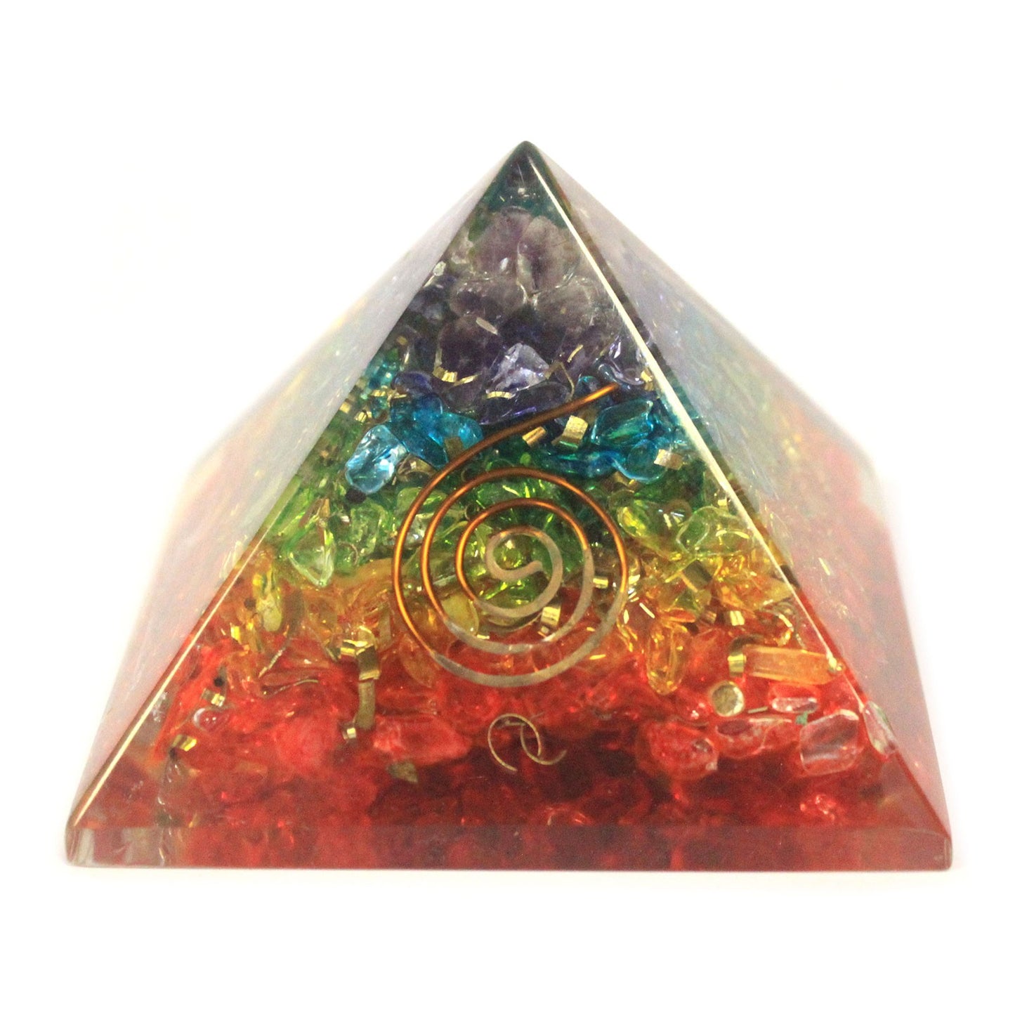 Orgonite Pyramid -  Chakra Gemchips - 70mm