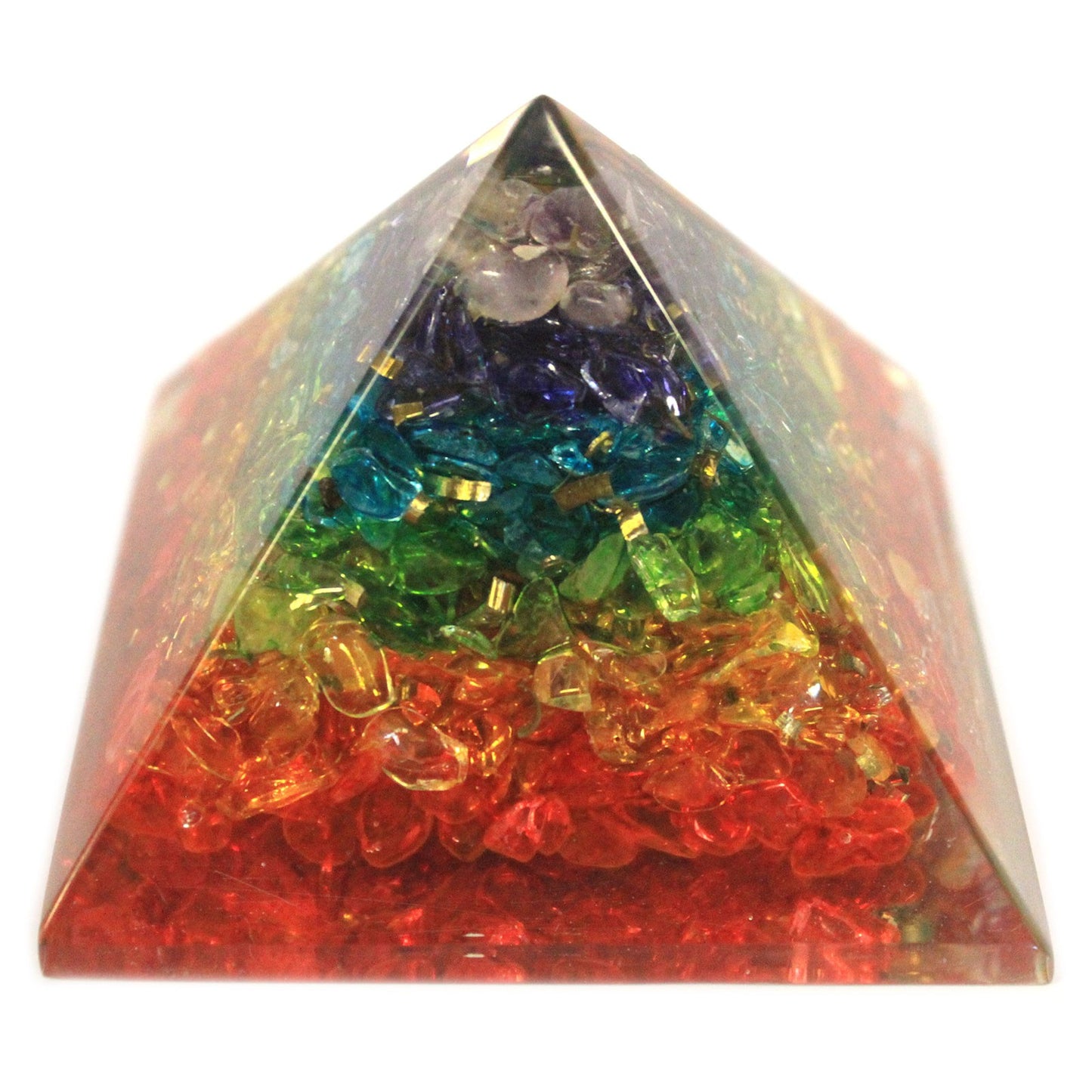 Orgonite Pyramid -  Chakra Gemchips - 70mm