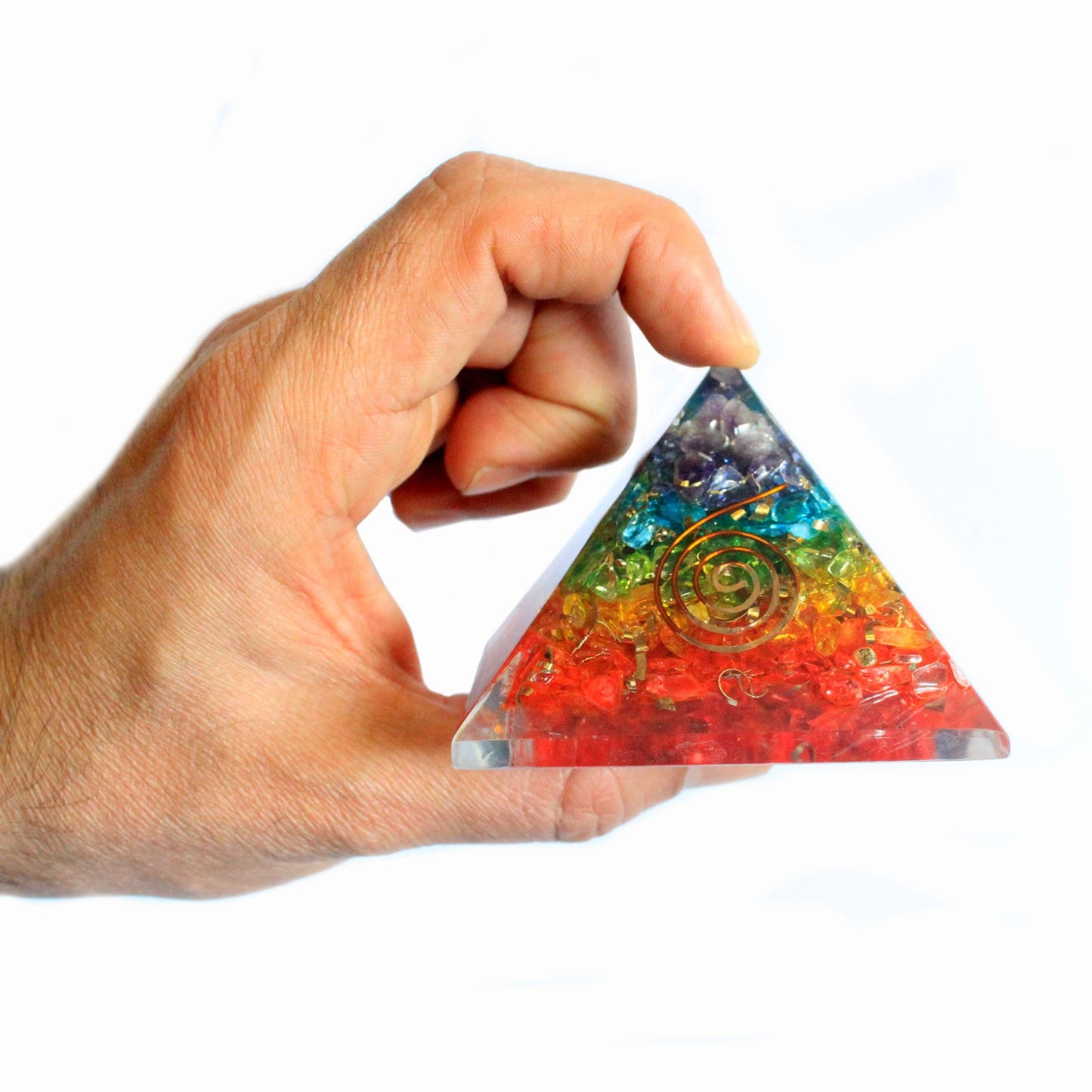 Orgonite Pyramid -  Chakra Gemchips - 70mm