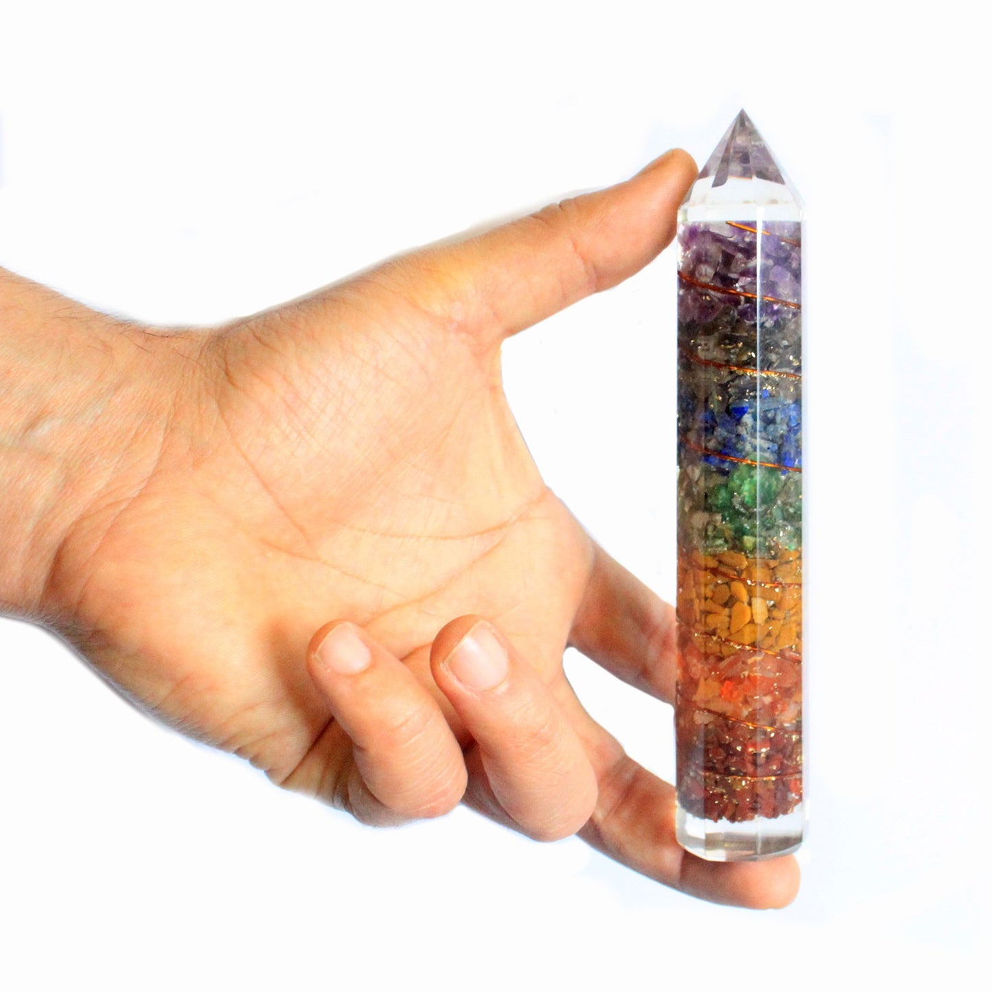 Orgonite Power Wand - Copper & Gemchips - 15cm