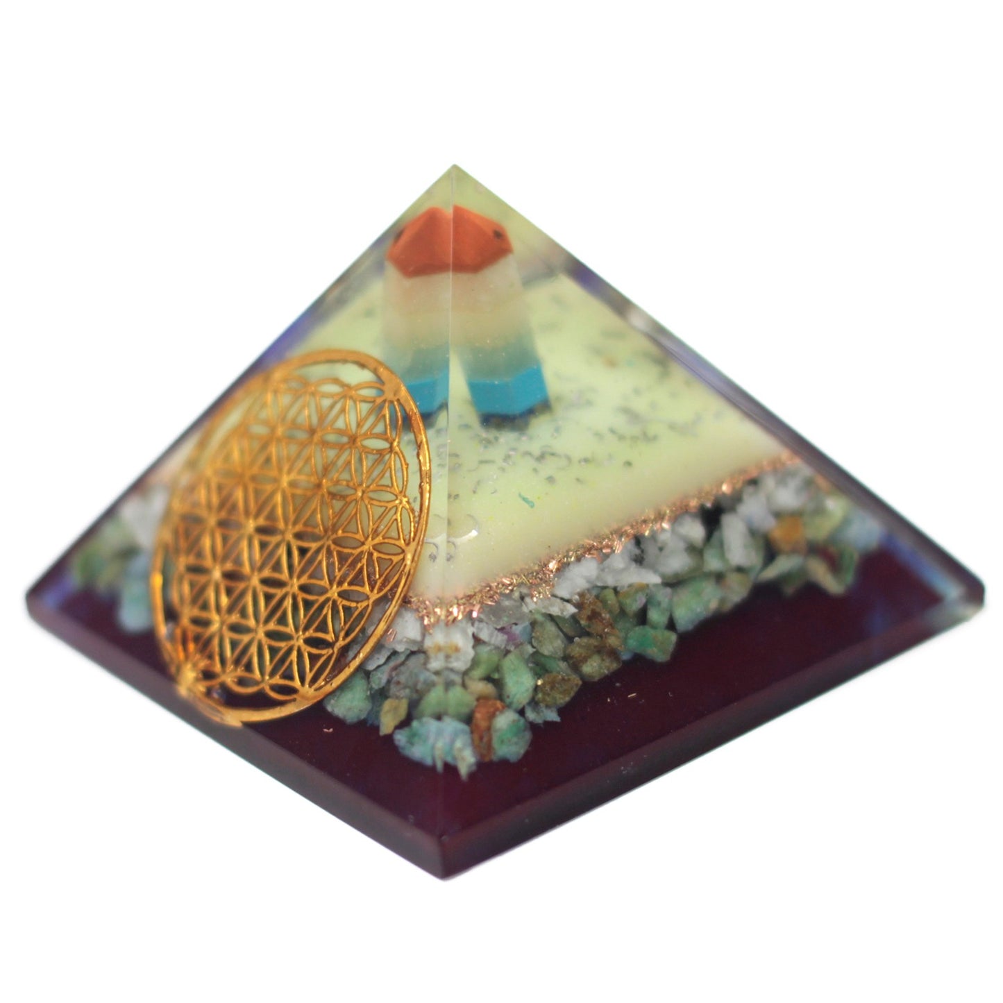 Orgonite Pyramid - Flower of Life Symbol - 80mm