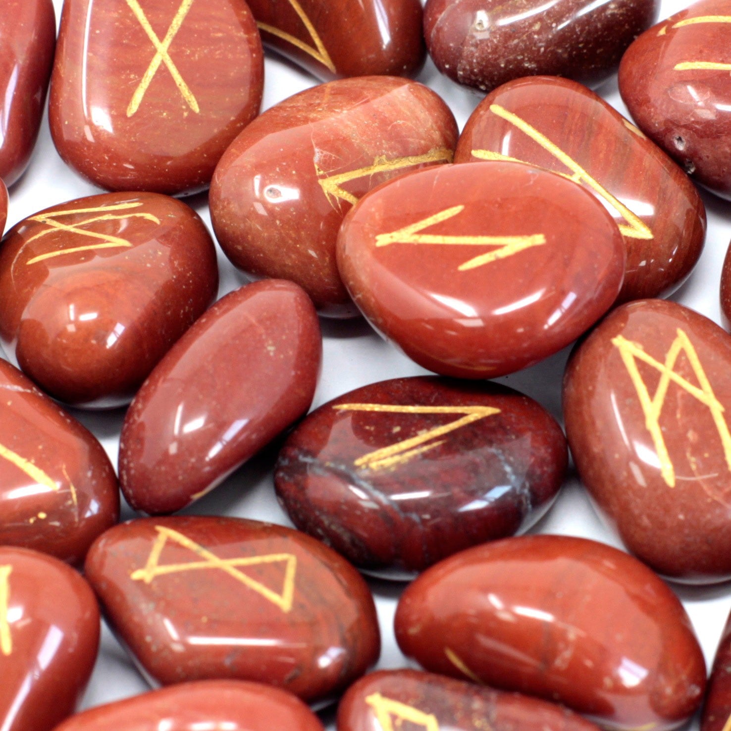 Rune Stone Set in Pouch - Red Jasper
