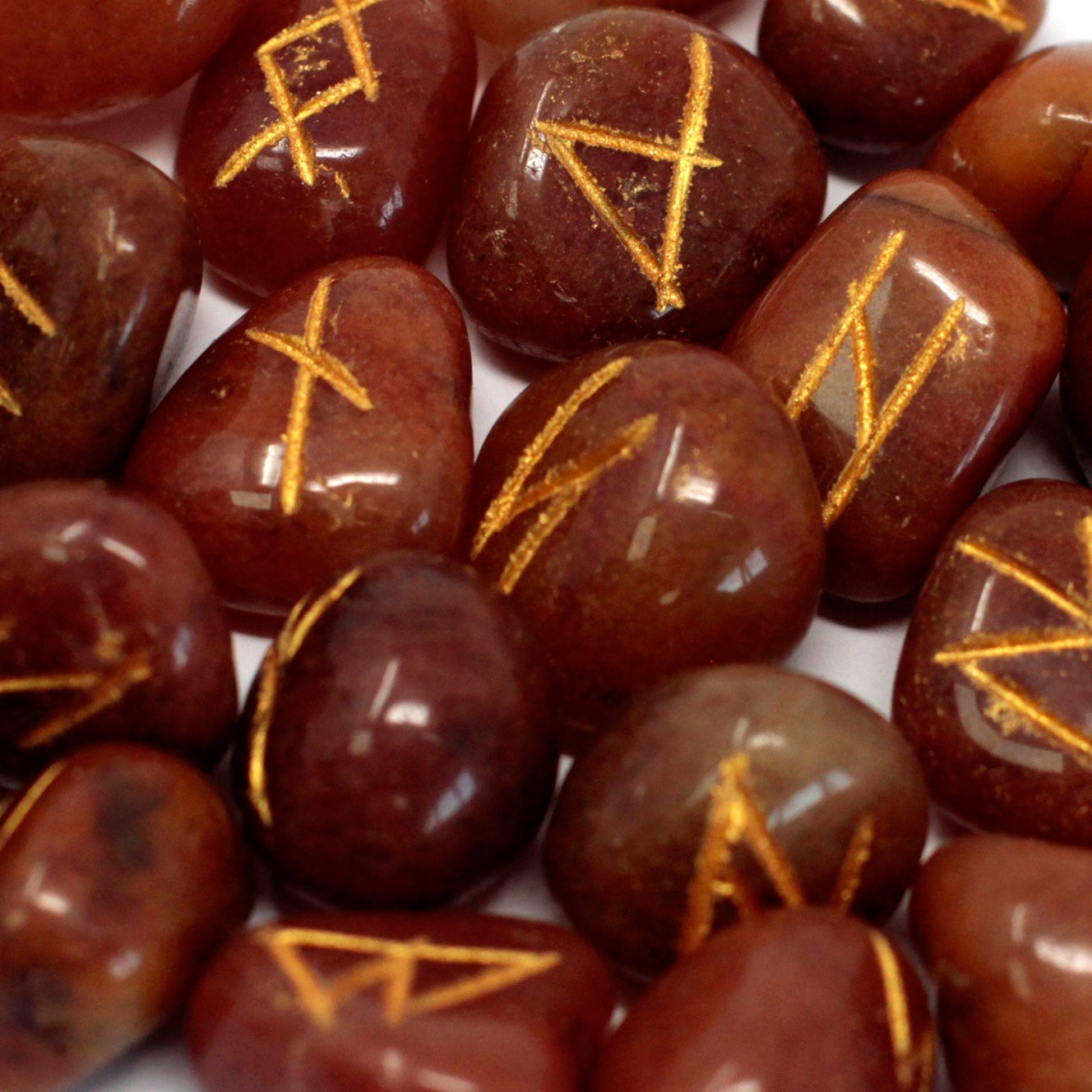 Rune Stone Set in Pouch- Red Aventurine