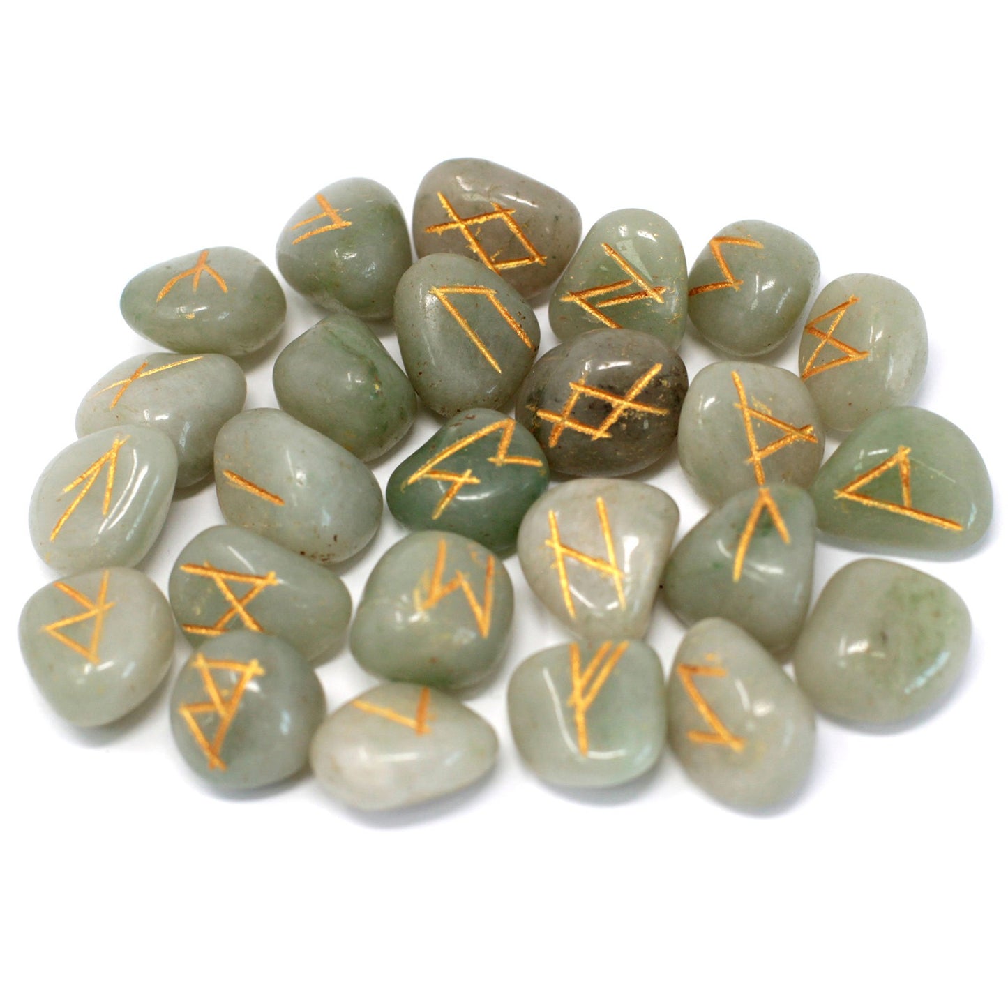 Rune Stone Set in Pouch - Green Aventurine