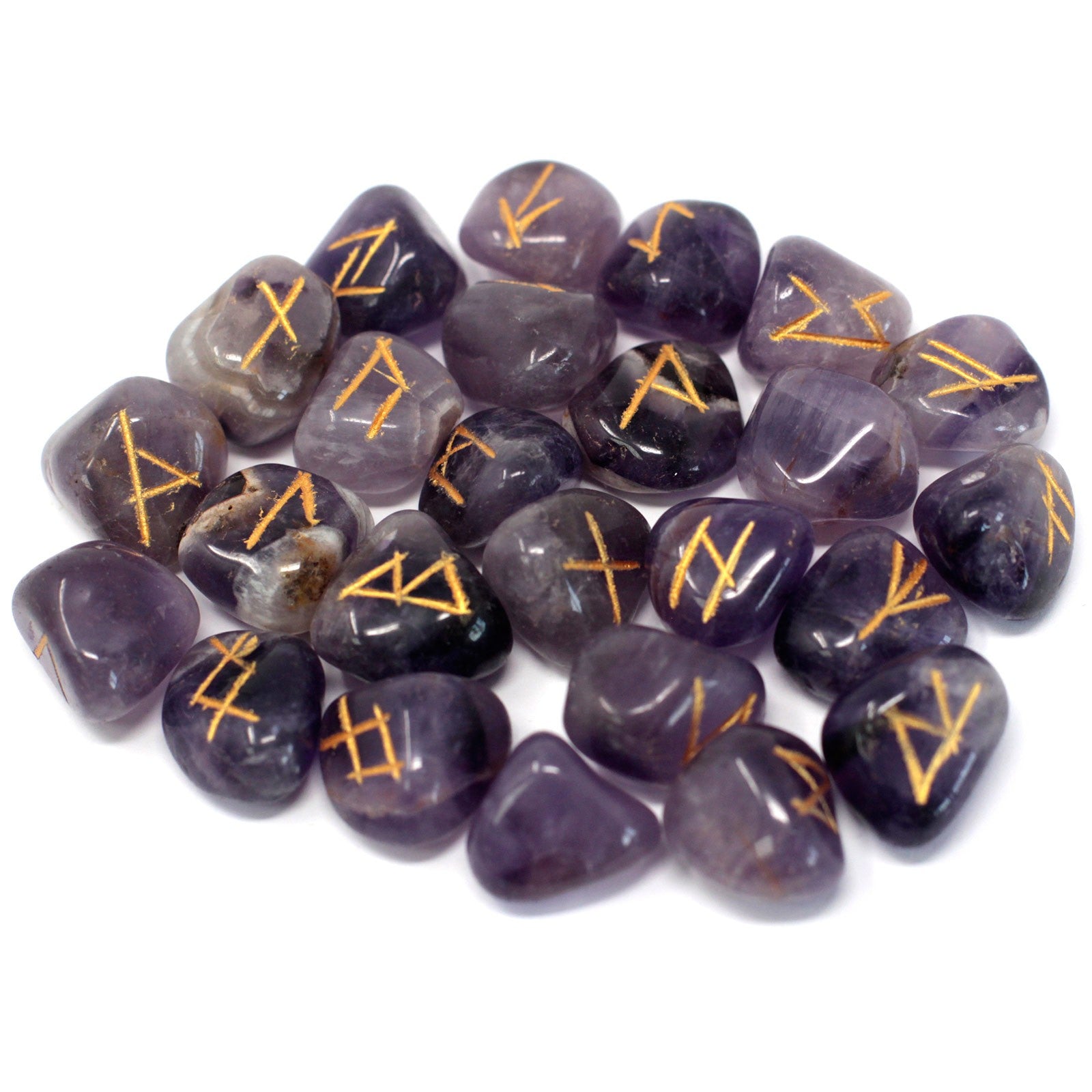 Rune Stone Set in Pouch - Amethyst