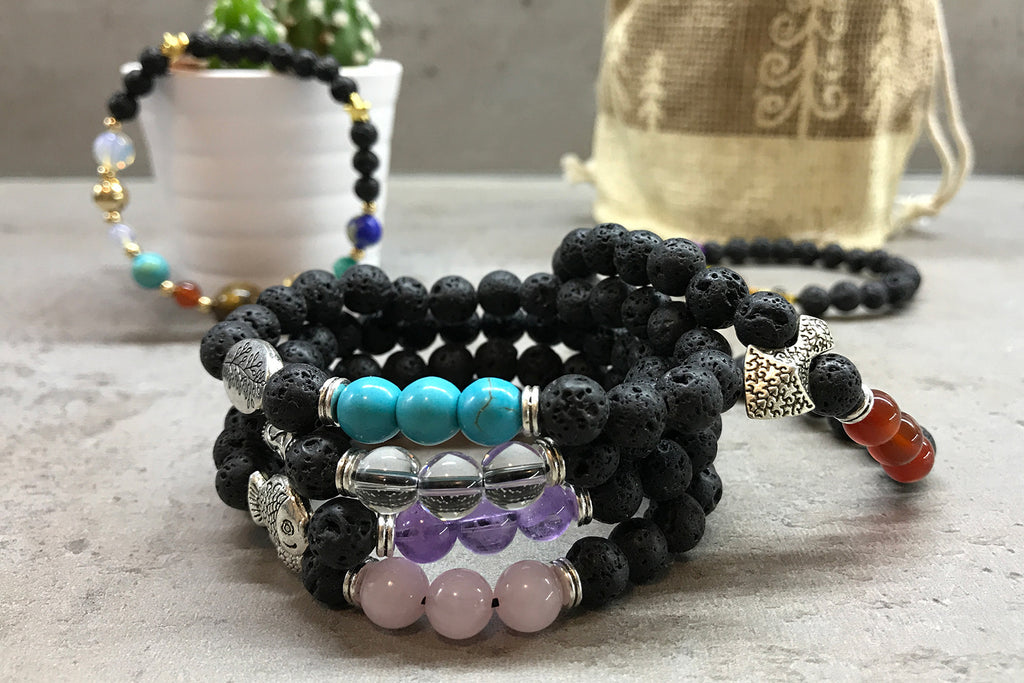 Lava Stone Diffuser Bracelet - Hamsa Chakra