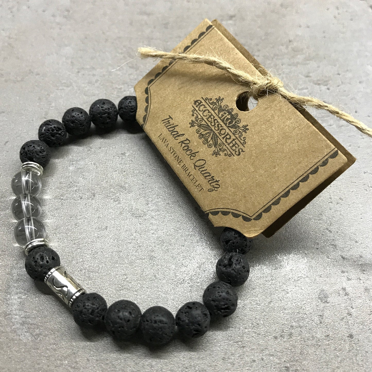 Lava Stone Diffuser Bracelet - Tribal Rock Quartz