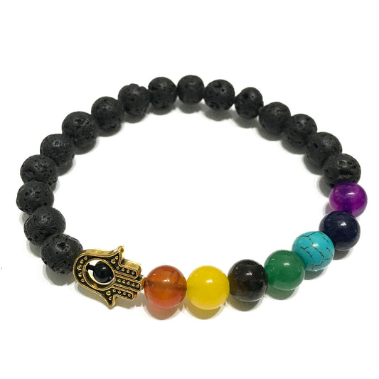 Lava Stone Diffuser Bracelet - Hamsa Chakra