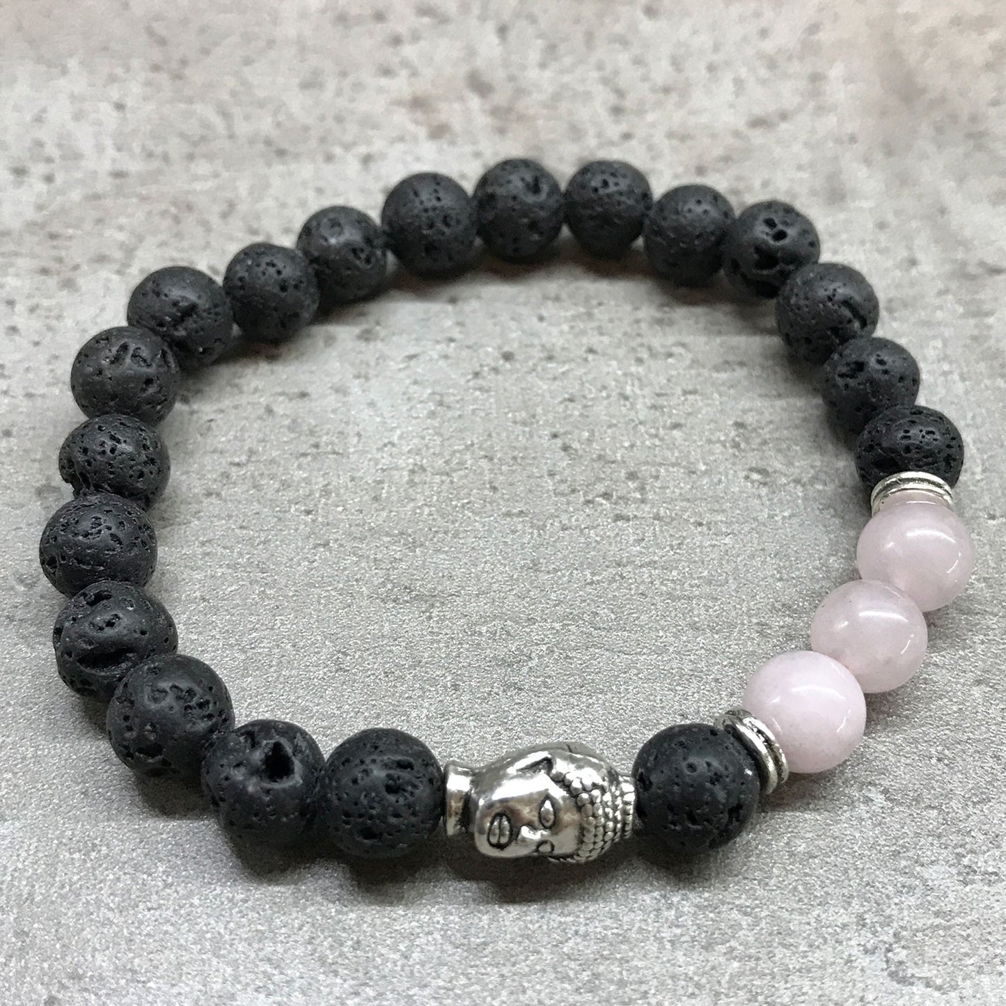 Lava Stone Diffuser Bracelet - Buddha Rose Quartz