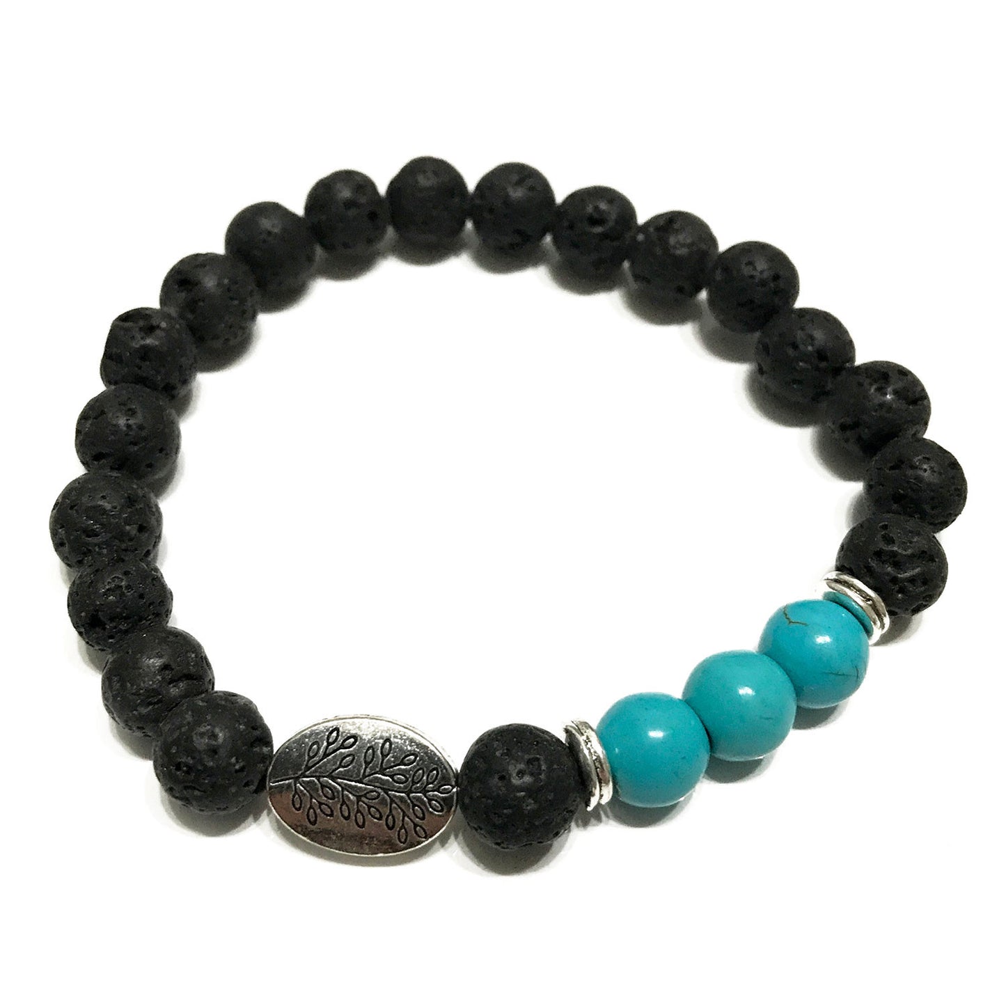 Lava Stone Diffuser Bracelet - Leaf Turquoise