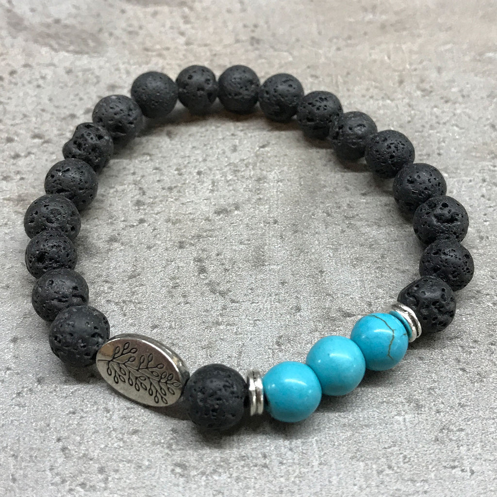 Lava Stone Diffuser Bracelet - Leaf Turquoise